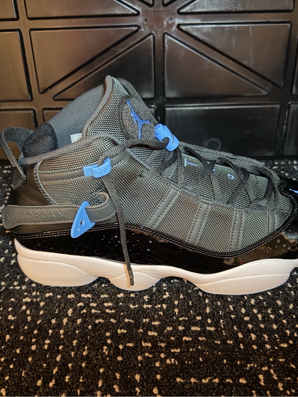 Jordan Men's Gray and Blue High-Top Sneakers
